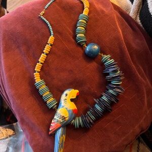 Wooden Parrot Bird Necklace and earrings Bought in San Francisco in the 80’s